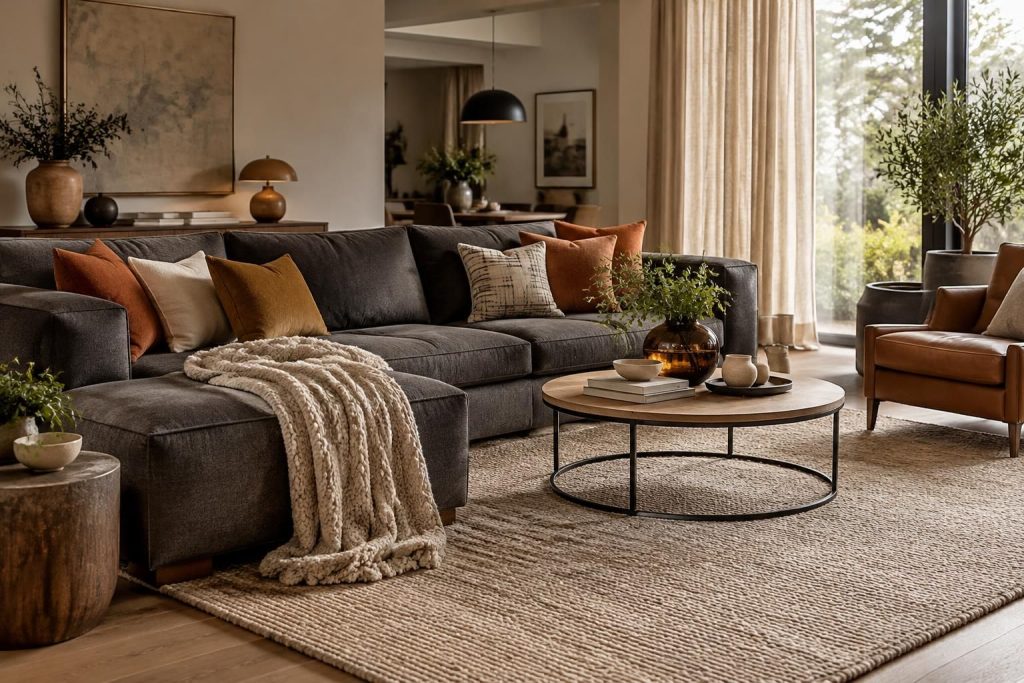 découvrez comment décorer un salon avec un canapé gris foncé : couleurs harmonieuses, matières chaleureuses et idées pour créer une ambiance élégante.